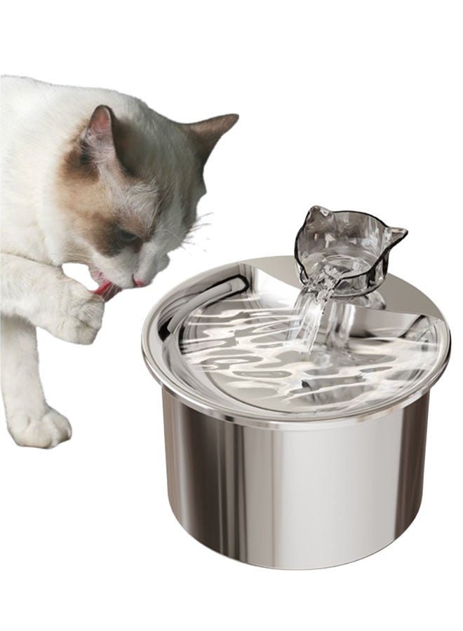 Ailily Stainless Steel Cat Fountain Cat Water Fountain Stainless Steel Pet Water Fountain Dog Water Dispenser for Cats and 2L capacity, Includes 2 Activated Carbon Filters, Automatic Drinking Bowl for Cats and Small Dogs - Image 2
