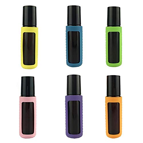 Natuworld 6 Pcs Silicone Roller Bottle Holder Sleeve Essential Oil Perfume Bottle Carrying Case Protector Travel Protective Cover Case Hang Rope 10ml Oil Bottle Color Random - Image 4
