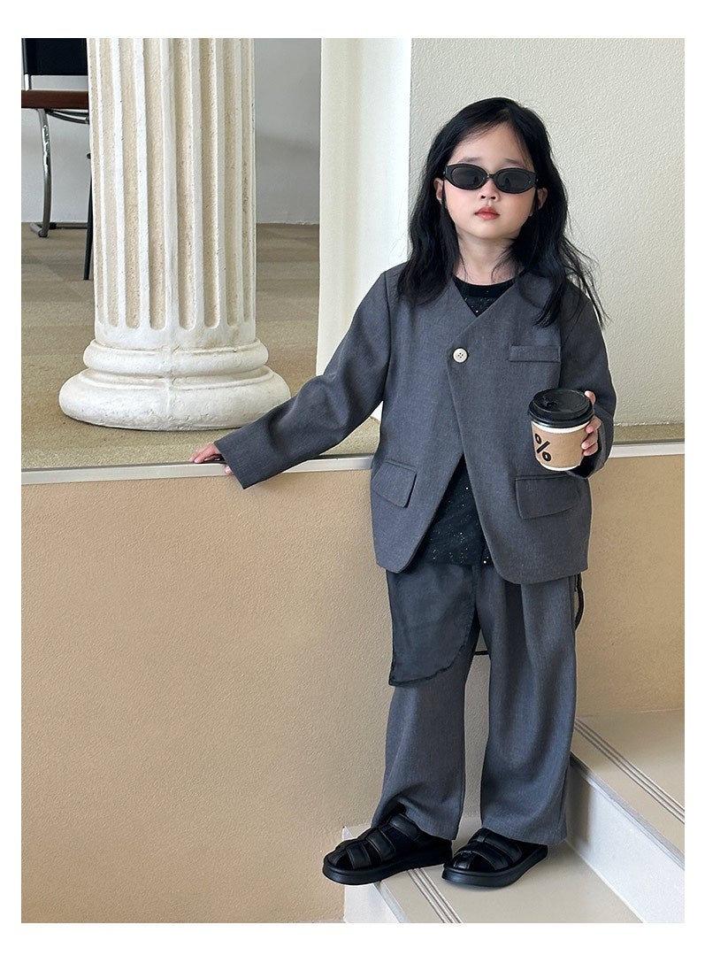 Shougu Girls' Fashionable Small Suit Set - Image 1