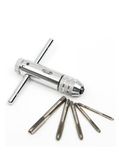 SYOSI Adjustable Silver T Handle Ratchet Tap Holder Wrench with 5pcs M3 M8 3mm 8mm Machine Screw Thread Metric Plug T shaped Tap  - Image 5