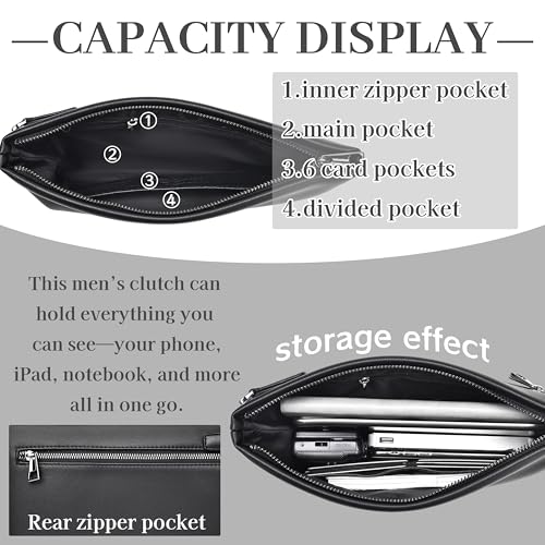 FSD.WG Mens Clutch Bag Man Purse Handbag 12 inches Large Hand Bag Big Clutch Wallet - Image 3