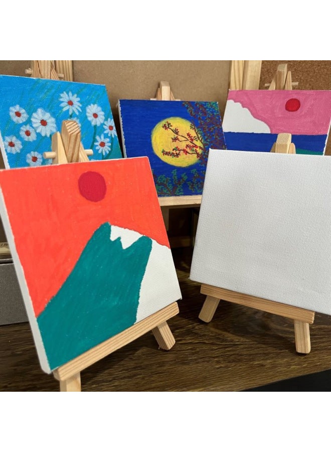 إطار لوحة زيتية صغير 10*10 لوح رسم صغير طقم حامل للأطفال للرسم بالأكريليك فارغ مرسوم باليد - Image 2