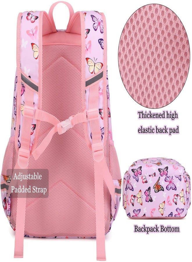 JIANYA Backpack for Girls and Boys Kids School Backpacks Bookbags Cute Lightweight, Butterfly Pink, 16.9 x 12.2 x 5.9 inches (Backpack) + 9.8 x 6.9 x 3.5 inches (Lunch Box), Elementary Teen Girls - Image 5