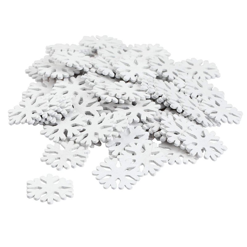 BinaryABC Wooden White Snowflakes OrnamentsSnowflake Craft Supplies100Pcs