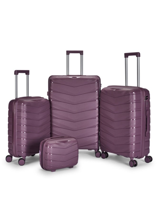 ليمرا طقم شنط سفر مكون من 4 حقائب أمتعة مصنوع من مادة البولي بروبلين المقاومة للكسر لون بنفسجي - Image 1