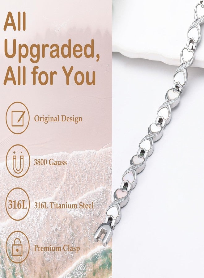 Feraco Ultra Strength Magnetic Bracelets for Women with 3800 Gauss Therapy Magnets, Titanium Steel Magnet Bracelet for Women with Natural Fritillaria, Adjustable with Sizing Tool, Original Design - Image 5