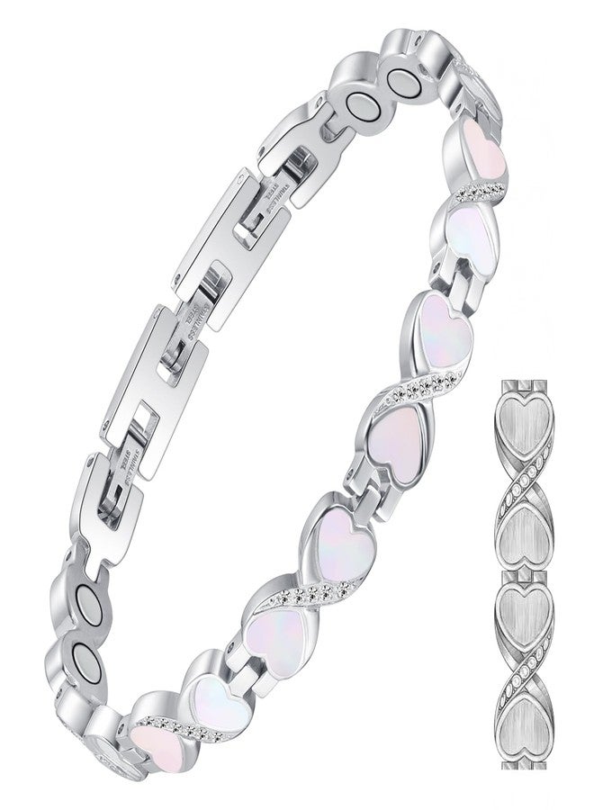 Feraco Ultra Strength Magnetic Bracelets for Women with 3800 Gauss Therapy Magnets, Titanium Steel Magnet Bracelet for Women with Natural Fritillaria, Adjustable with Sizing Tool, Original Design - Image 1