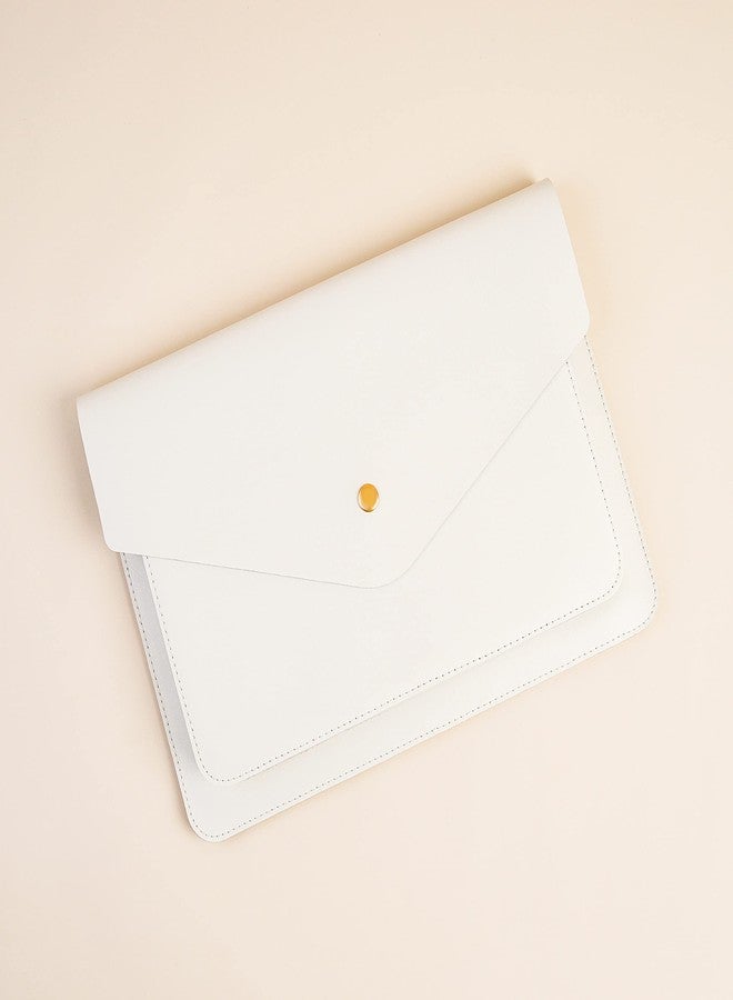 Benfan Leather Laptop Sleeve Compatible with New 15 inch MacBook Air 15 2023, Surface Laptop 15, Surface Book 13.5 Color White - Image 3