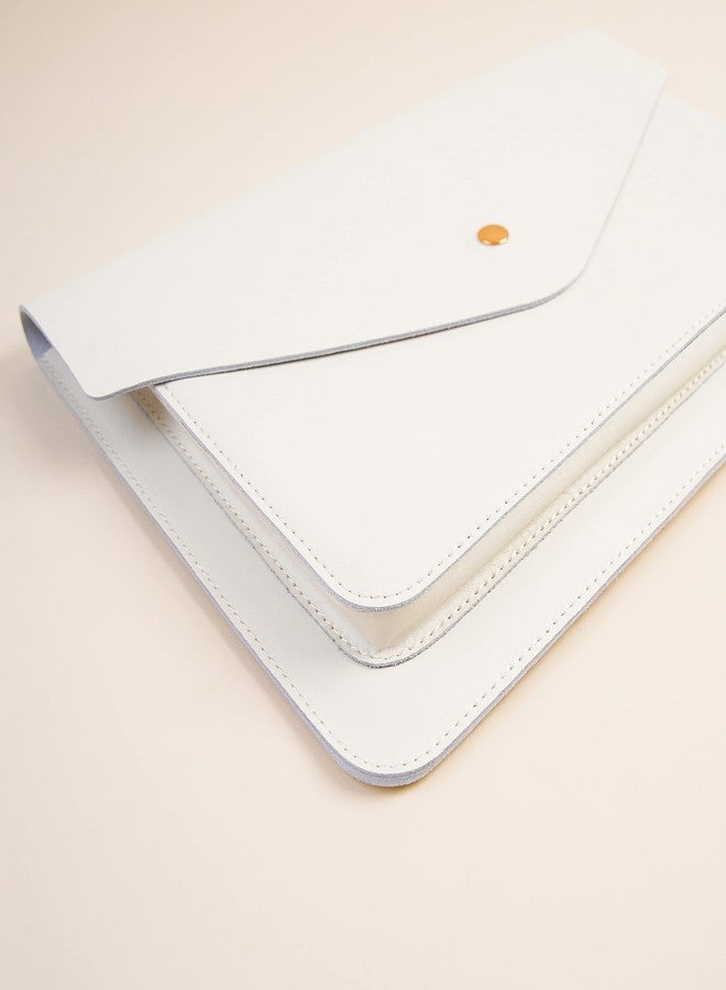 Benfan Leather Laptop Sleeve Compatible with New 15 inch MacBook Air 15 2023, Surface Laptop 15, Surface Book 13.5 Color White - Image 4