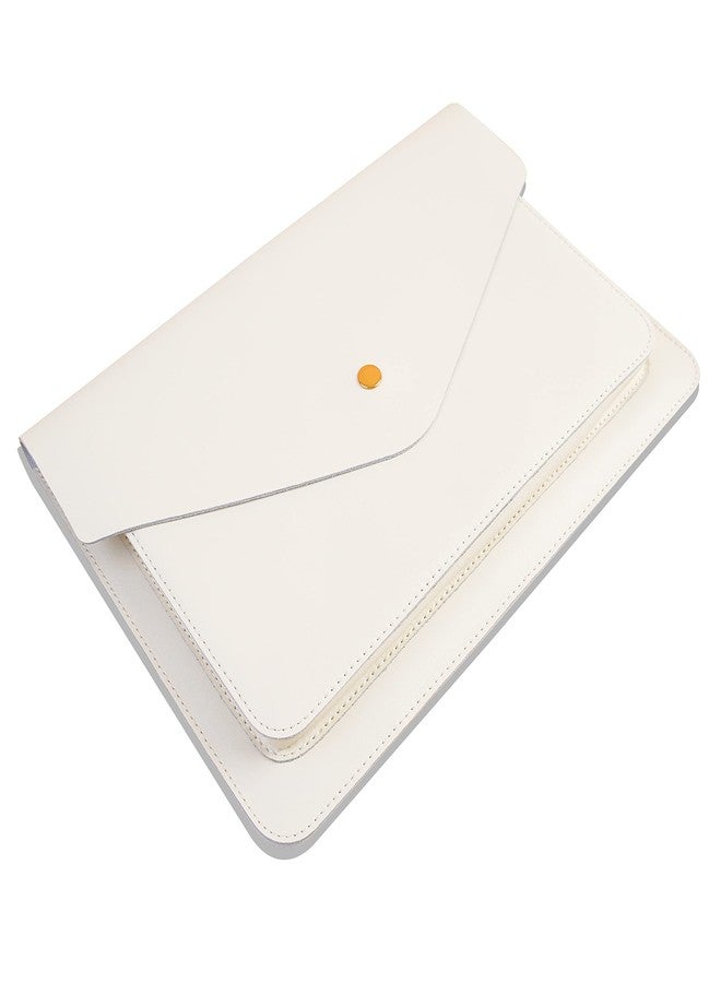 Benfan Leather Laptop Sleeve Compatible with New 15 inch MacBook Air 15 2023, Surface Laptop 15, Surface Book 13.5 Color White - Image 1