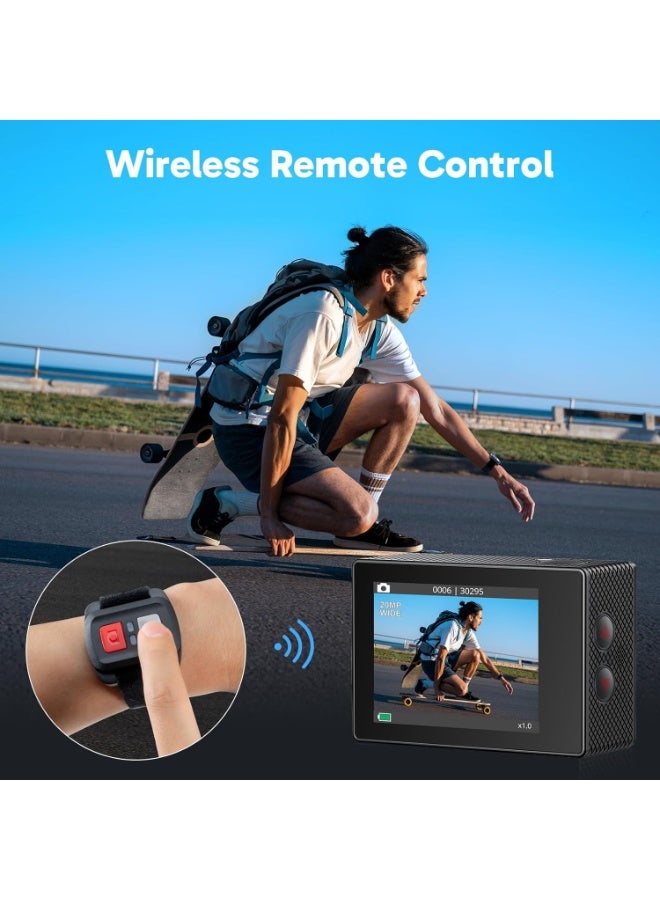 أكاسو كاميرا أكشن AKASO EK7000 بدقة 4K30FPS ودقة 20 ميجابكسل وواي فاي مع تقريب EIS 4X فائق الدقة 131 قدمًا ومقاومة للماء تحت الماء بزاوية واسعة 170 درجة وجهاز تحكم عن بعد يدعم ميكروفون خارجي باللون الأسود - Image 5