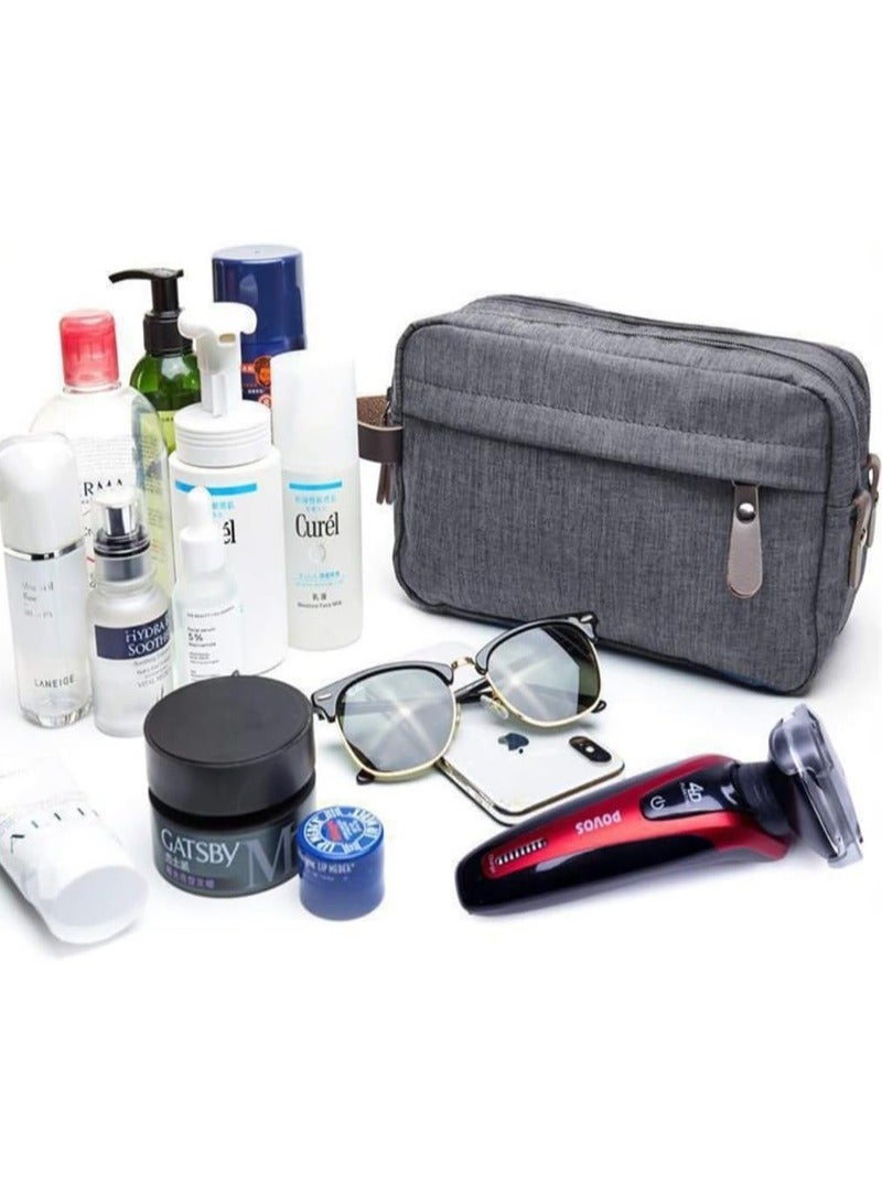 Toiletry Bag, Mini Travel Bag Two Compartments and Waterproof, Portable Storage Bag for Men and Women (Grey)  - Image 2