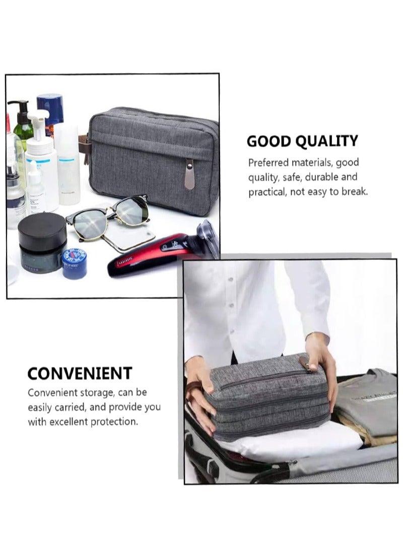 Toiletry Bag, Mini Travel Bag Two Compartments and Waterproof, Portable Storage Bag for Men and Women (Grey)  - Image 4