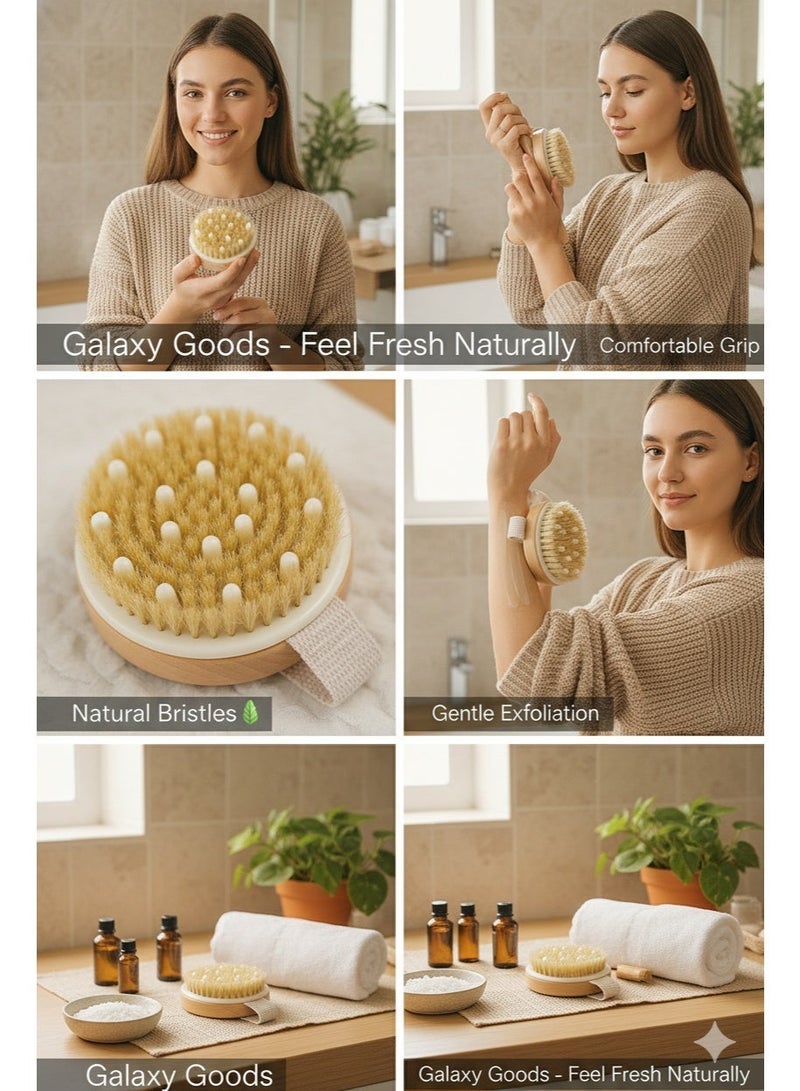 Galaxy Goods Dry Brush for Body – Dual-Use Exfoliating & Massage Brush with Natural Bristles and Soft Nodules for Cellulite Reduction, Lymphatic Drainage & Glowing Skin - Image 2