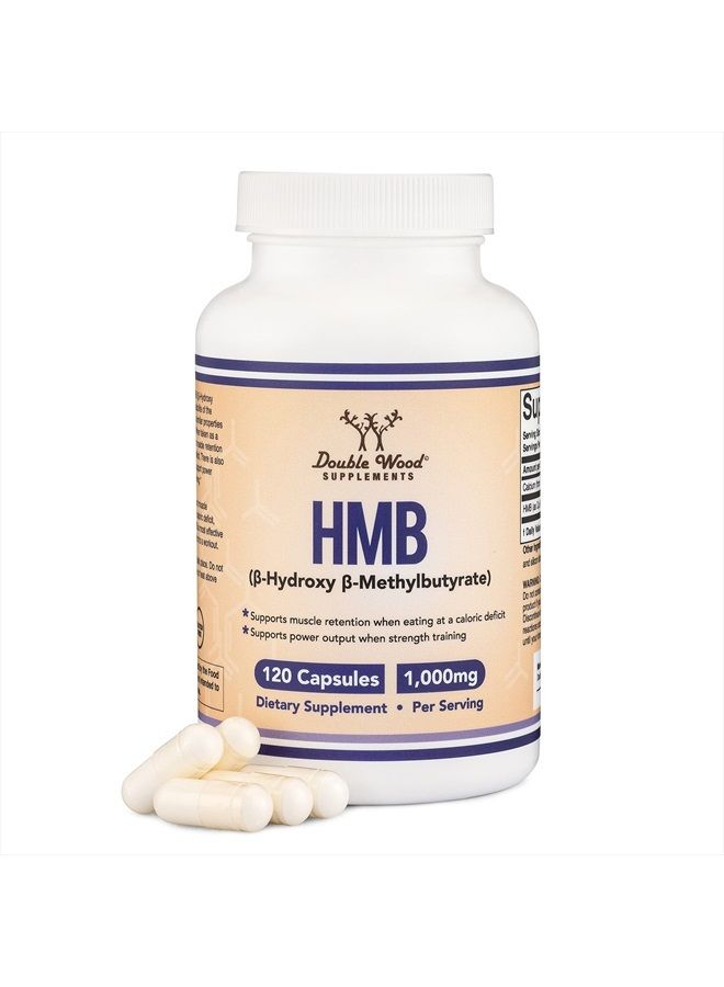 Double Wood Supplements HMB Supplement, Third Party Tested, Made in USA, 120 Capsules, 1000mg per Serving, 500mg per Capsule. - Image 1
