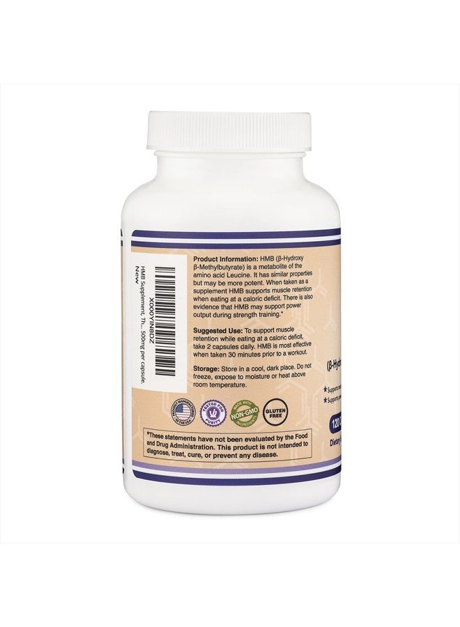 Double Wood Supplements HMB Supplement, Third Party Tested, Made in USA, 120 Capsules, 1000mg per Serving, 500mg per Capsule. - Image 3