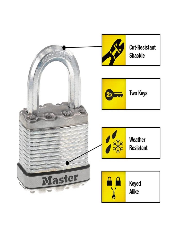 Master Lock M5XT Magnum Heavy Duty Outdoor Padlock with Key, 2 Pack Keyed-Alike - Image 2