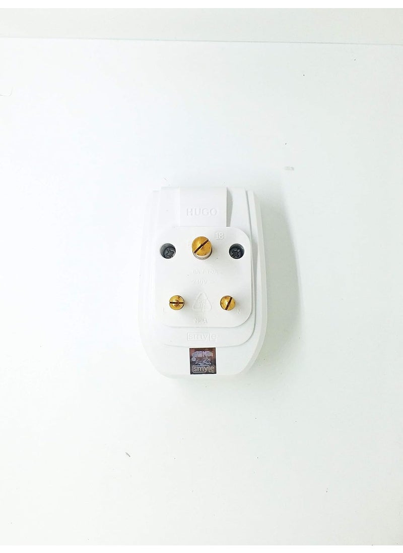 CONA CONA 3 Pin 6A to 16A SMYLE Hugo 3 Way Power Plug Adapter White  - Image 2