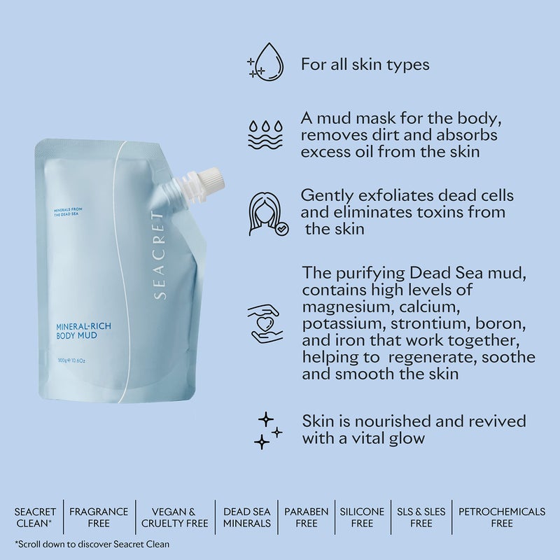 SEACRET Minerals Dead Sea Mud, Mineral Rich Body Mud Treatment Removes Excess Oil and Dead Skin Cells, 10.6 Oz / 313 g - Image 4