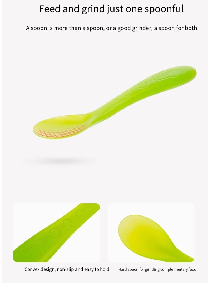 أطفال الهوغوز إناء الطعام المحمول للطفل مقسم بالملعقة منتجات الأم والرضيع أدوات المائدة لتغذية الطفل مجموعة الطعام للأطفال على مدى 4 أشهر (أزرق -أخضر) - Image 4