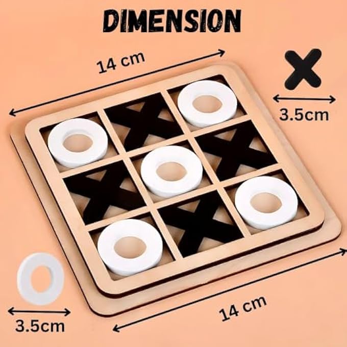 Infizent لعبة Tic Tac Toe الخشبية الكلاسيكية لإشراك لعبة XOXO الخشبية للأطفال والكبار الممتعة الدماغتعزيز لعبة الطاولة مثالية ليالي الألعاب العائلية هدايا عيد الميلاد العودة الأعمار 512 - Image 3