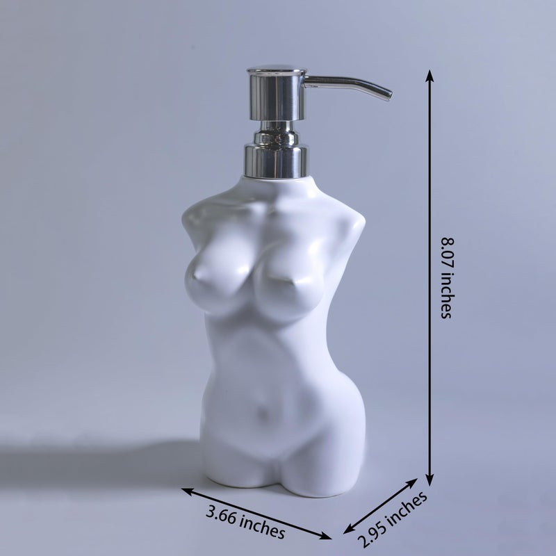 Newhengs Ceramic Soap Dispenser With 304 Stainless Steel Pump Hand Lotion Liquid Dispenser Refillable For Kitchen And Bathroom Decorative (Matt White) - Image 5