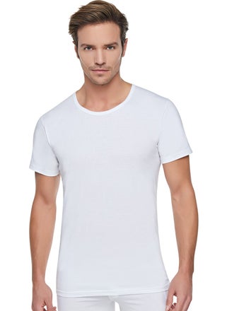 Tutku 6 Pieces White Combed Cotton Crew Neck Undershirt 