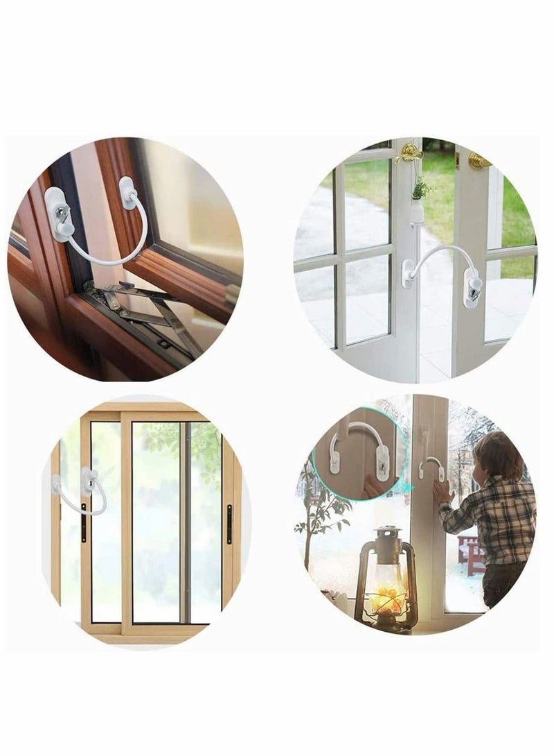 2 Pack Window Door Restrictor Child Baby Safety Security Lock Cable Wire with Self Drilling Screws and Keys for Home Public and Commercial Applications