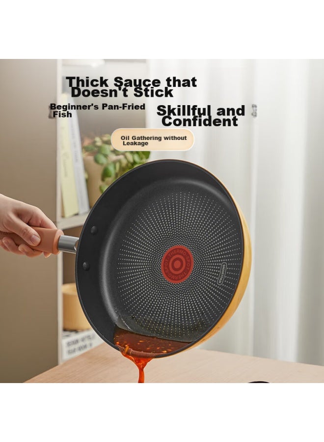 Supor 28cm Yellow Non-stick Frying Pan With Red Oil-gathering Dots, Steak Pan, Breakfast Griddle, Compatible With Induction Cookers - Image 3