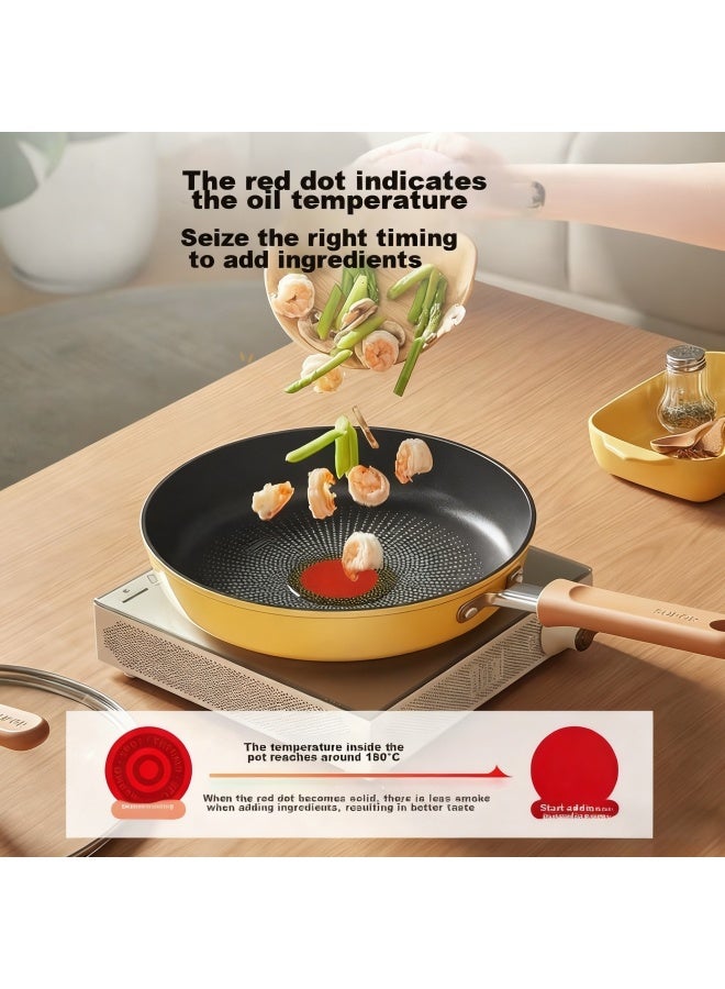 Supor 28cm Yellow Non-stick Frying Pan With Red Oil-gathering Dots, Steak Pan, Breakfast Griddle, Compatible With Induction Cookers - Image 2