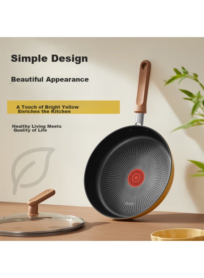 Supor 28cm Yellow Non-stick Frying Pan With Red Oil-gathering Dots, Steak Pan, Breakfast Griddle, Compatible With Induction Cookers - Image 4