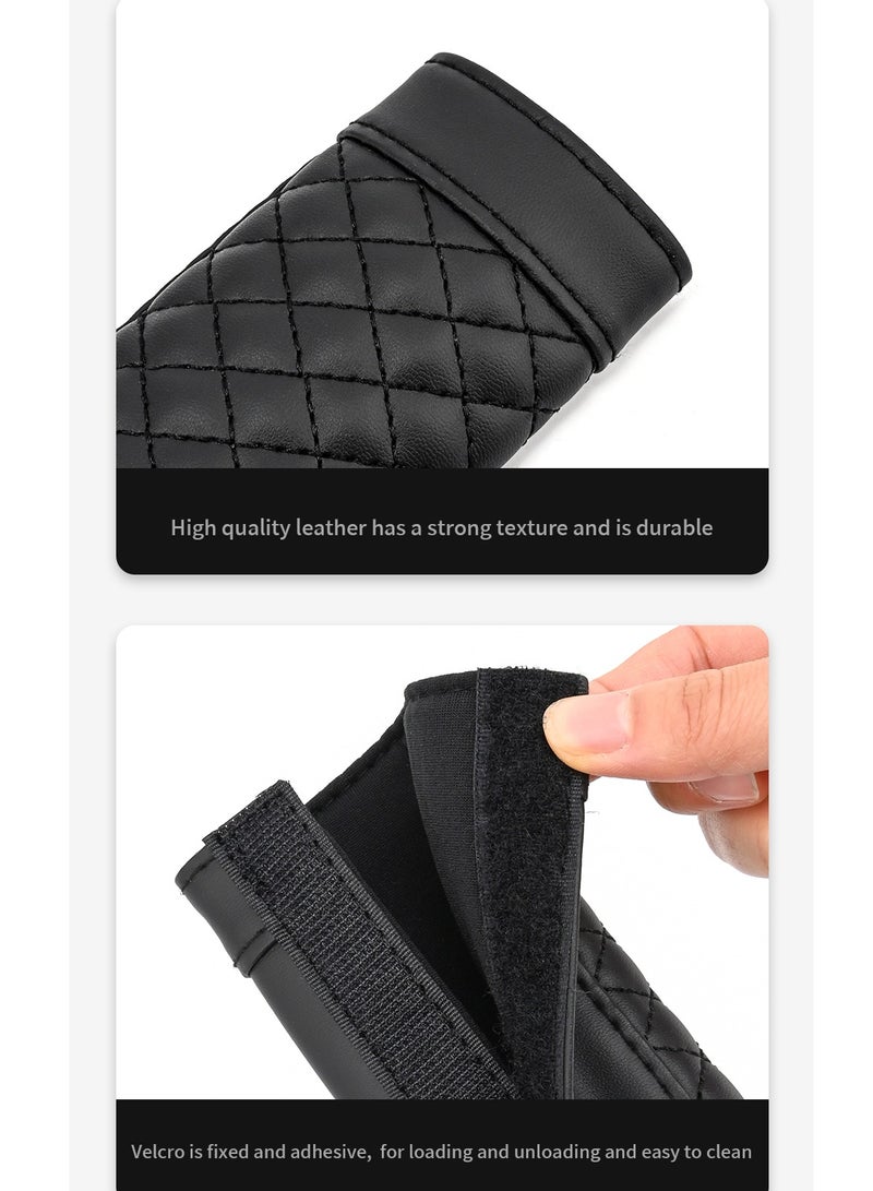 1Pairs (2PCS) Leather Car Seat Belt Shoulder Pad Cover Travel Seat Belt Cushion Seatbelt Strap, Black - Image 3