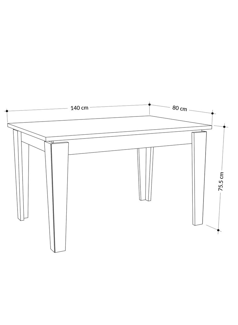 Mourah Home Tolmen Extendable Dining Table L 140 X W 80 - White  - Image 4
