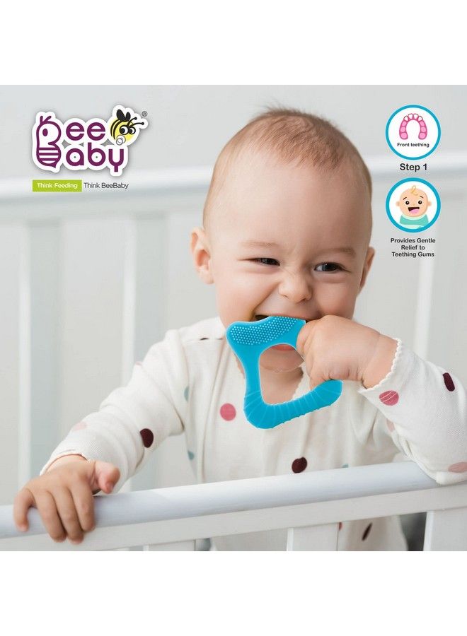 Beebaby Tooth Shape Silicone Teether For 3+ Months With Soft Bristles & Carry Case Bpa Free Teething Toy For Babies With Textured Surface For Soothing Gums. 100% Food Grade (Toothblue) - Image 4