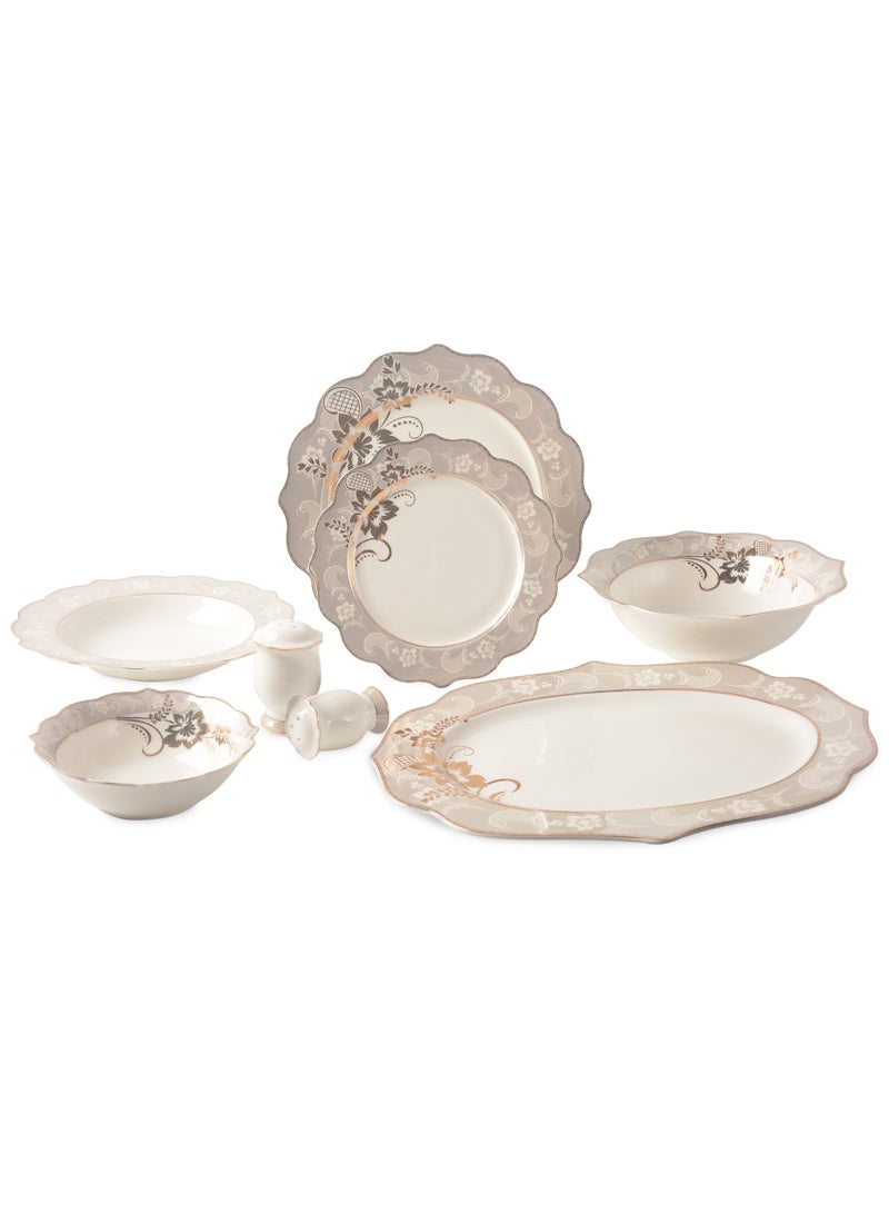 Life Smile 29-Pcs Dinner Set – Porcelain Dinnerware - Serving Dish and Bowls Set Includes 6x Dinner Plates, 6x Fruit Plates, 6x Soup Plates, 6 x Dessert Bowls, 2x Oval Plates, 1x Salad Bowl, and 1x Salt and Pepper Shaker Dinnerware Set - Image 1