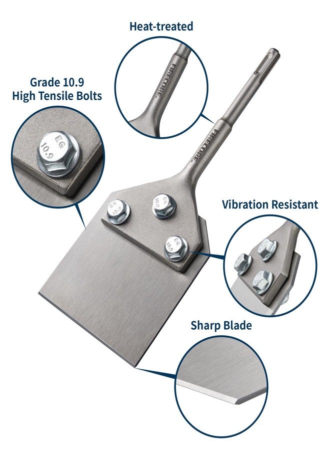 Firecore مكشطة أرضيات Firecore SDS Plus، إزميل تقشير البلاط الرقيق بعرض 4 بوصات، مكشطة رقيقة 4 × 10 بوصات، مكشطة حائط لإزالة المواد اللاصقة تعمل مع مطرقة دوارة SDS Plus - Image 2