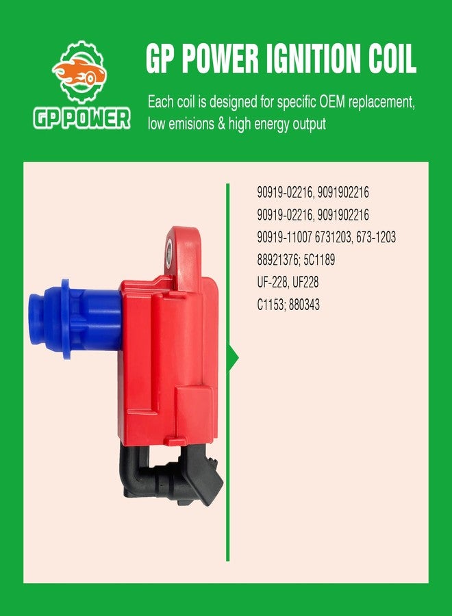 GP POWER High Performance Ignition Coil 90919-02216 9091902216 UF228 UF-228 C1153 Set of 3 Compatible With Lexus GS300 IS300 SC300 Toyota Supra 3.0L L5 2JZ - Image 5
