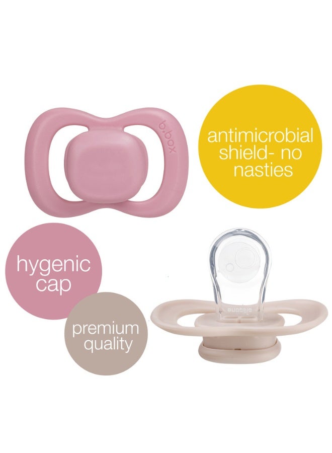 b.box Pacifier Silicone 2 Twin Pack – Berry/Blush, Soft Orthodontic Soother for Newborns, Lightweight & Durable Design, 0m+ - Image 2