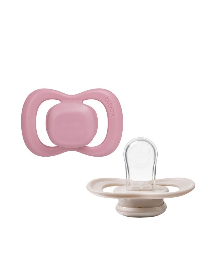 b.box Pacifier Silicone 2 Twin Pack – Berry/Blush, Soft Orthodontic Soother for Newborns, Lightweight & Durable Design, 0m+
