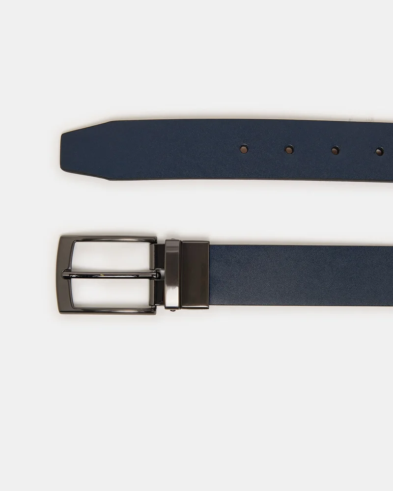 REDTAG Men Navy And Belt With Twist Buckle