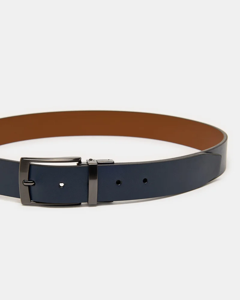 REDTAG Men Navy And Belt With Twist Buckle