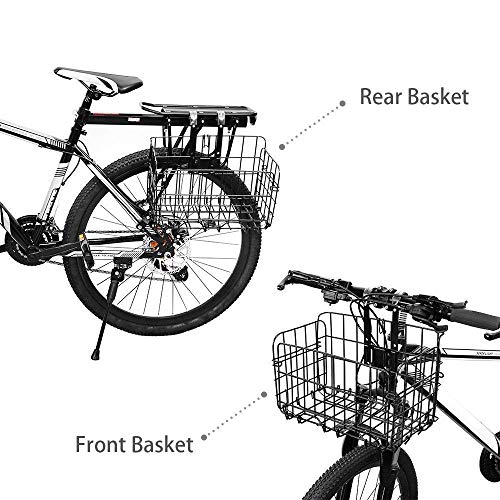 HOMEE Folding Rear Bike Basket Wire Mesh Fold-Up Detachable Front Bag Rear Hanging Bike Basket Bicycle Bag Cargo Rack for Mountain Bike Accessories Bike Frame Basket 1 Pack - Image 2