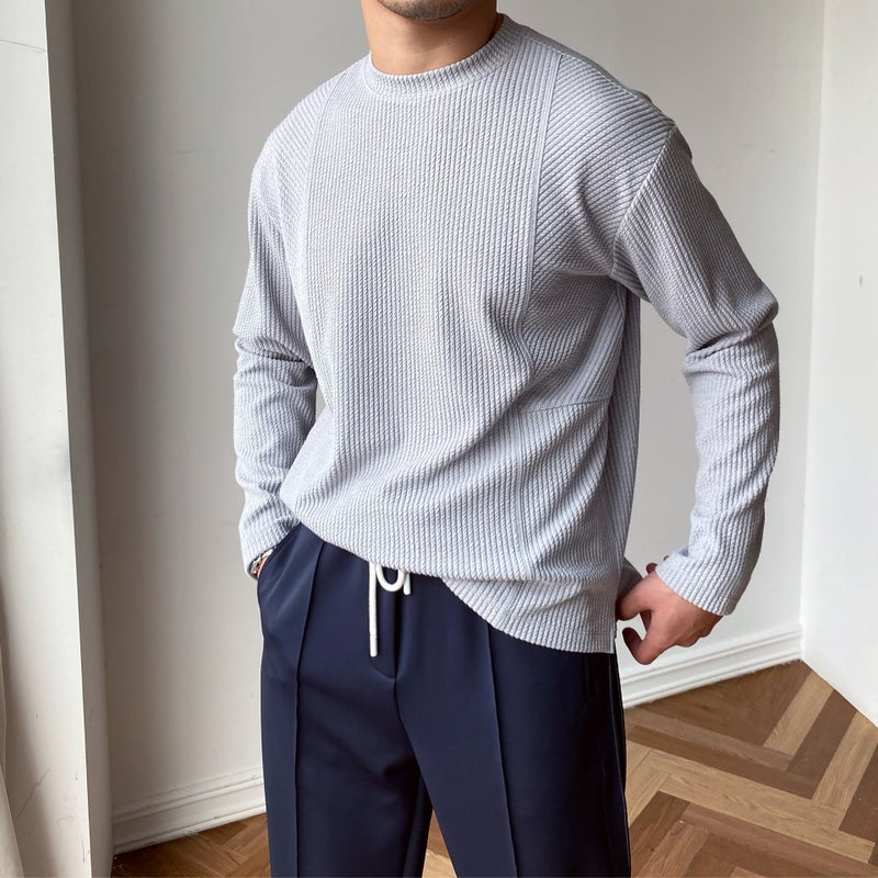Pit Strip Round Neck Long-Sleeved T-Shirt Men'S Japanese Style K-Style Spring And Autum Simple Casual Light Mature Style Bottoming Shirt Men'S Trbottomy - Image 4