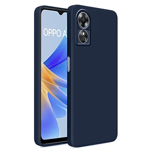 LIRAMARK Silicone Soft Back Cover Case for Oppo A17 (Blue) - Image 1