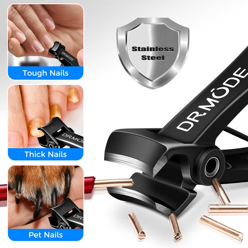 DRMODE Nail Clippers for Men Thick Nails, Heavy Duty Toenail Clippers for Seniors Thick Toenails with 16MM Wide Jaw, Sharp Stainless Steel Large Finger Nail Clippers Adult Cutter Trimmer with File - Image 2