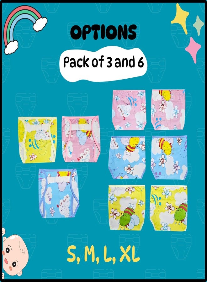 Hooper Baby & Toddler Diaper Covers for 0-3 Years | Washabale, Reusable, Waterproof & Adjustable Nappy Cover | Ultra Soft, and Thin | Unisex Designs, Pack of 6 (Size M) - Image 5