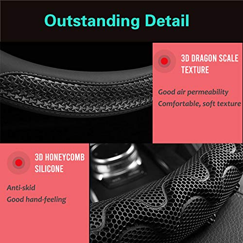 PINCTROT Small Size Steering Wheel Cover Great Grip with 3D Honeycomb Anti-Slip Design, 14 Inch (All Black) - Image 3