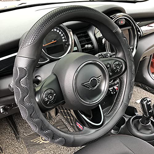 PINCTROT Small Size Steering Wheel Cover Great Grip with 3D Honeycomb Anti-Slip Design, 14 Inch (All Black) - Image 1