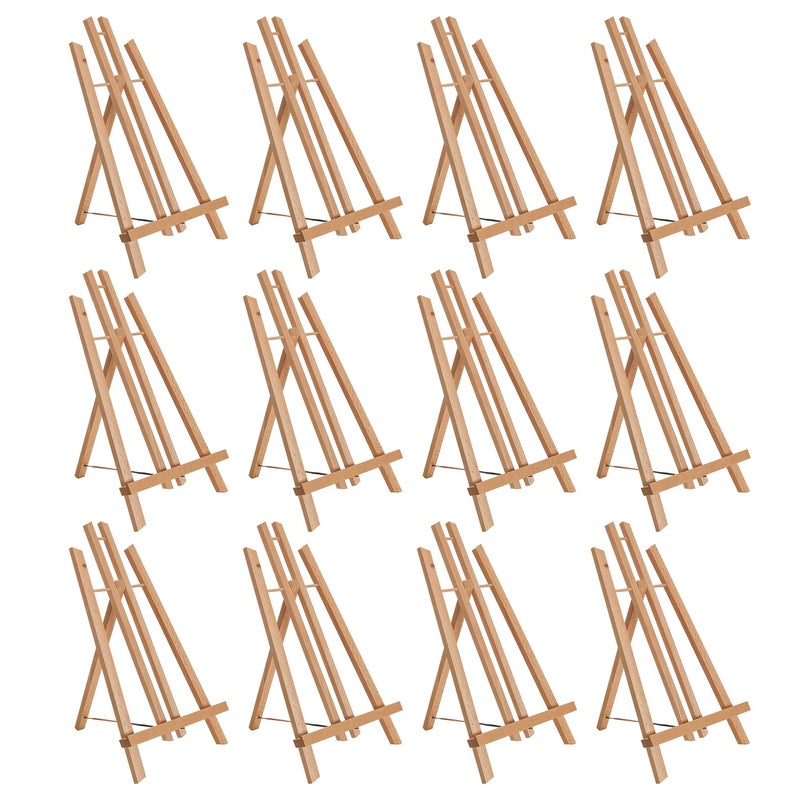 US Art Supply 14 Medium Tabletop Display Easel Beechwood Artist AFrame Display Stand Wooden Easel for Painting Canvas Stand Pack of 12 Classrooms Events Photo Picture Sign Holder