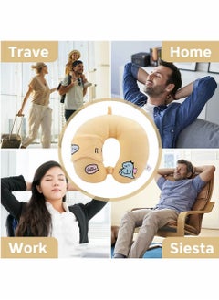 Excefore Travel Pillow U Shaped with Sleeping Eye Cover (Yellow)  - Image 3